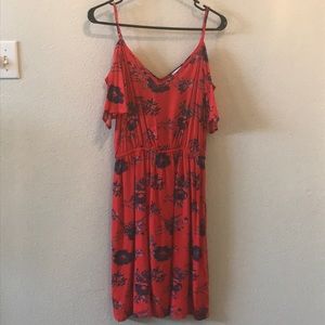 SPLENDID Red Floral Cold-Shoulder Dress